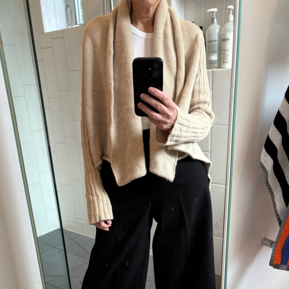 Rick Owens Beige Wool blend open Cardigan (can be worn 2 ways)